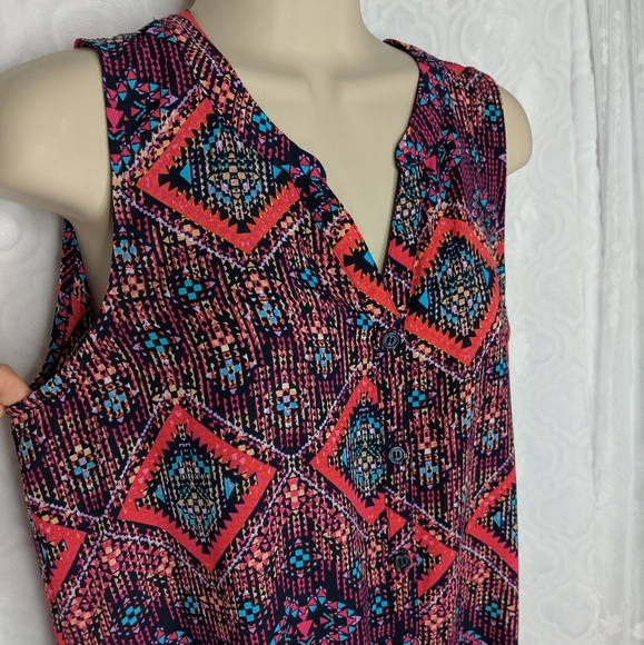 Maurices Tie Front Button Up Southwest Print Top M - Picture 5 of 8